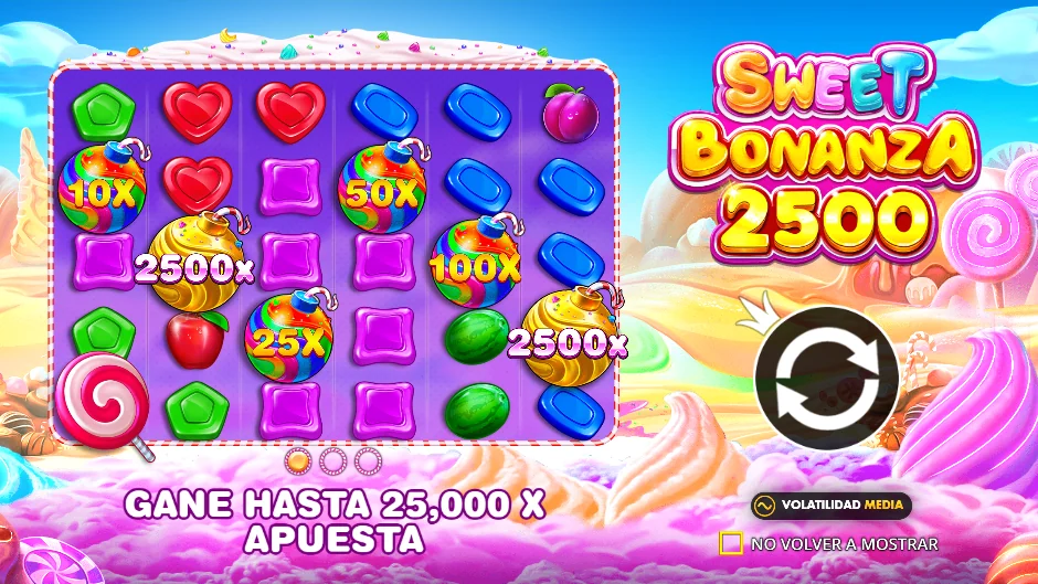 Pantalla de inicio de Sweet Bonanza 2500